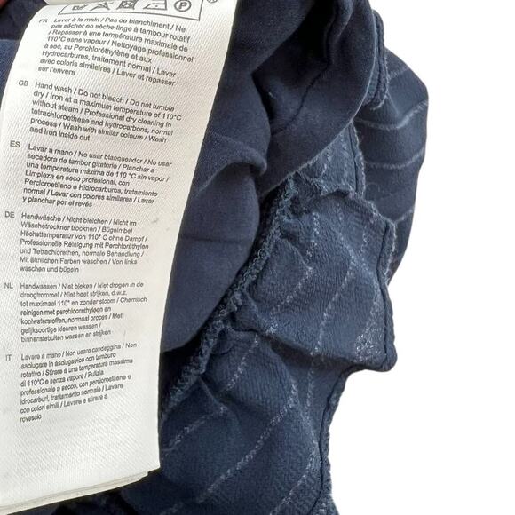 Maje Istra Ruffled Crepe Playsuit Romper Long‎ Sleeve Pinstripe Blue Size 34 XS - Picture 13 of 13